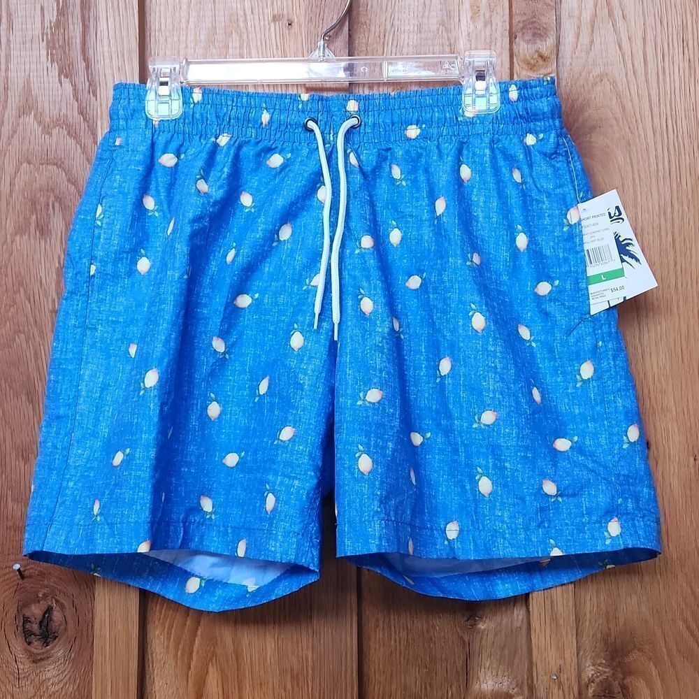 Trunks Easy Care Quick Dry Surf & Swim Beach Shorts, Large, Blue & Yellow